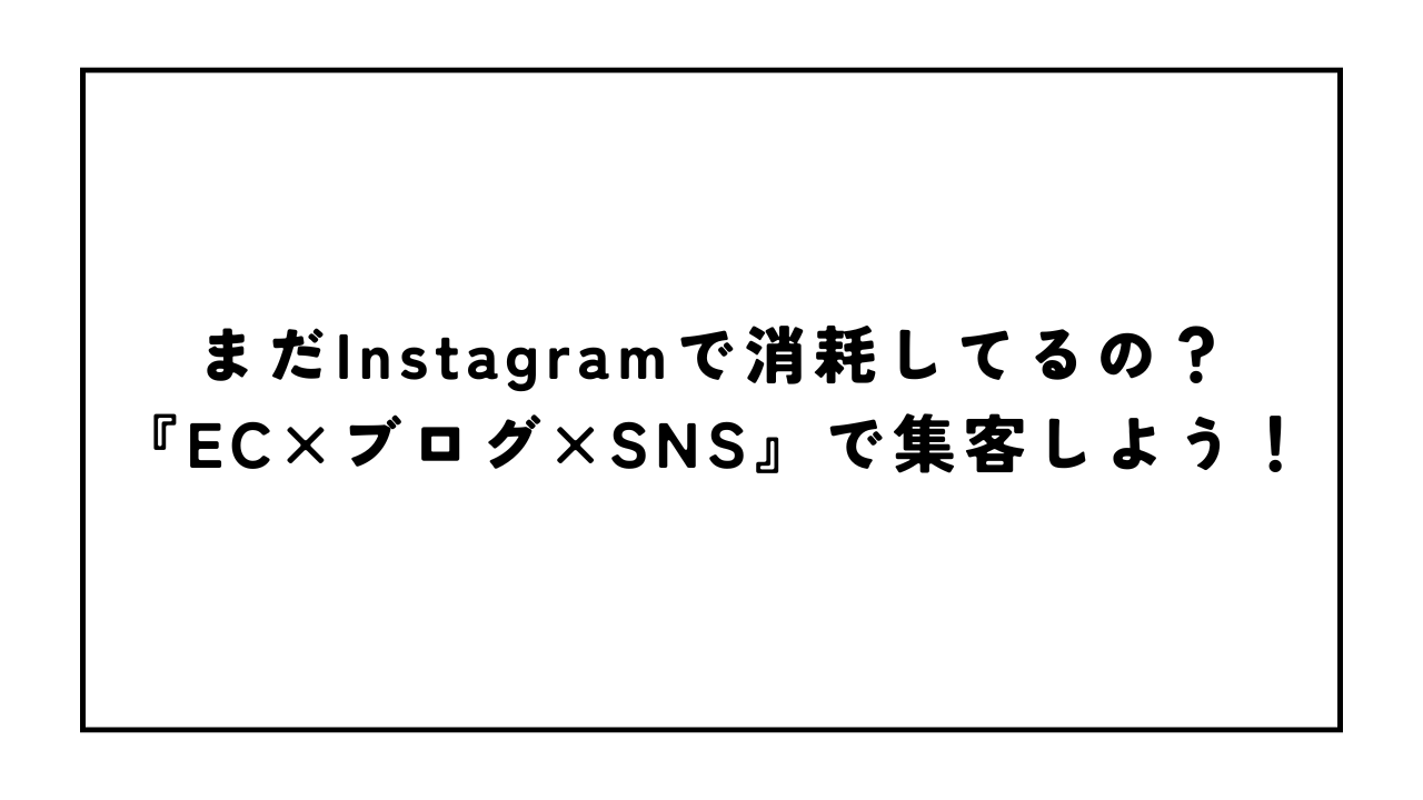 まだInstagramで消耗してるの？『EC×ブログ×SNS』で集客しよう！